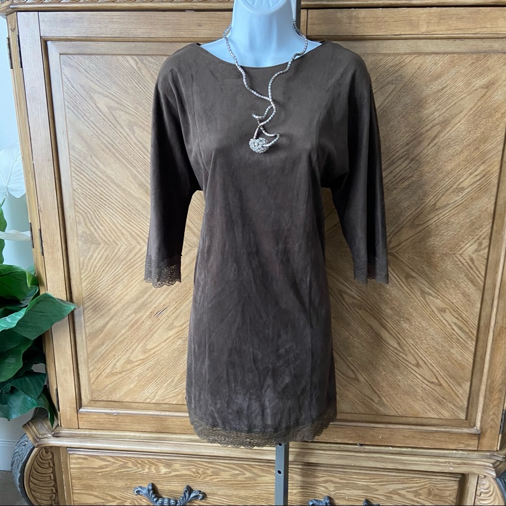 Zara Olive Brown Faux suede tunic style dress